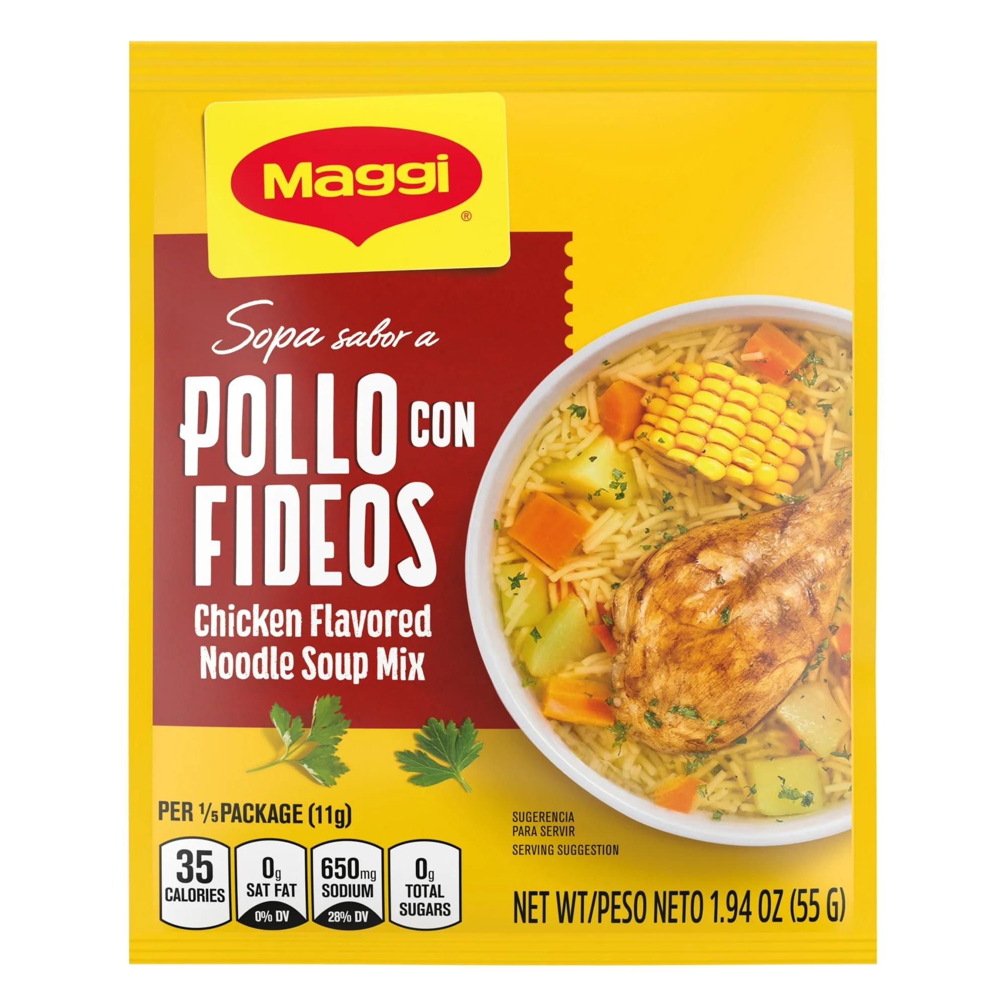 Maggi Chicken Flavor Noodle Soup Mix Pollo Con Fideos 1.94 Ounce (Pack of 12)